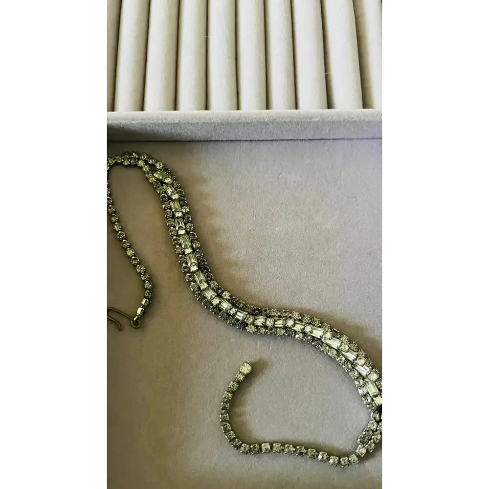 Vintage 14” Triple Strand Rhinestone Choker Necklace